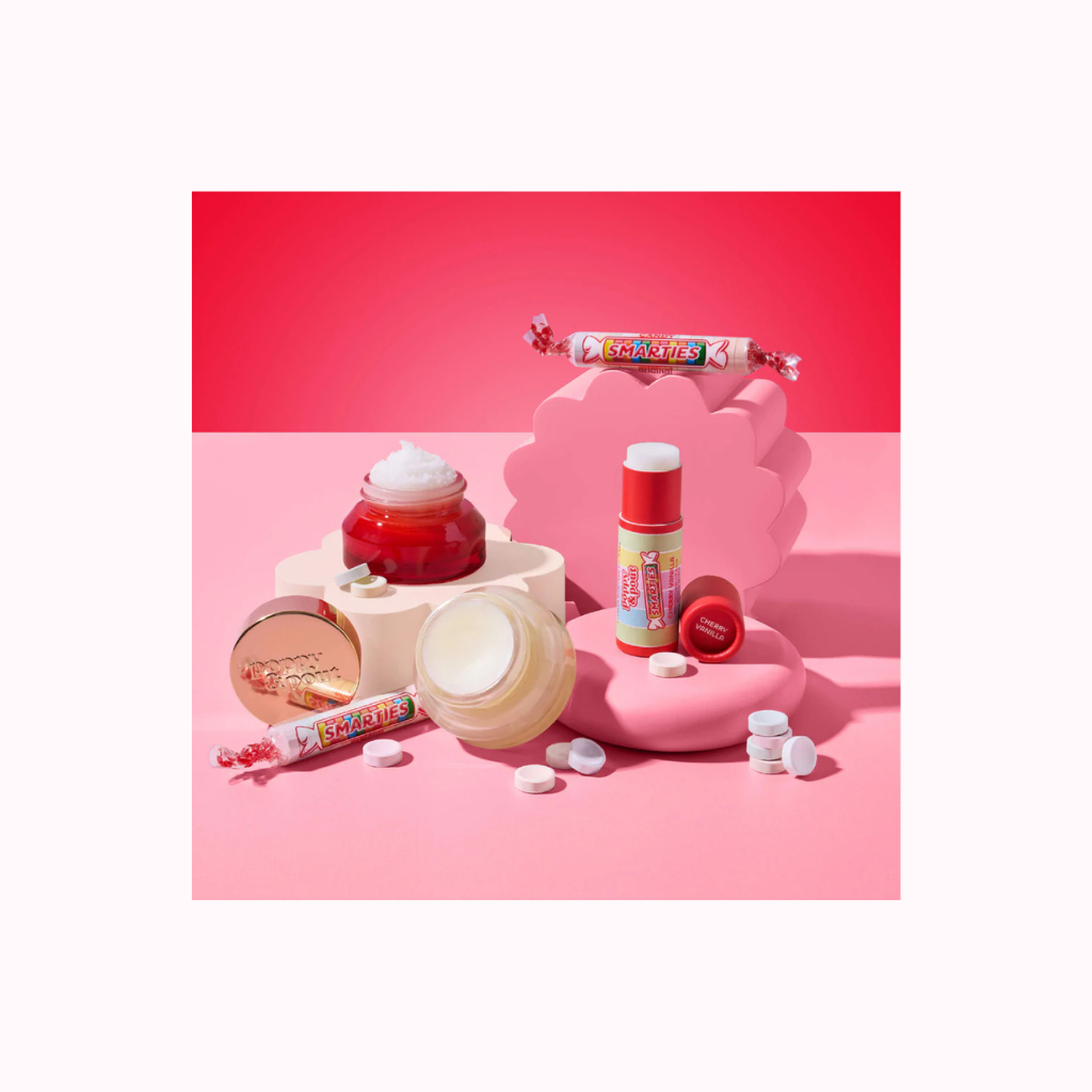 Poppy & Pout / Limited Edition Smarties™ Cherry Vanilla Lip Scrub, Lip Balm &  Lip Care Spatula