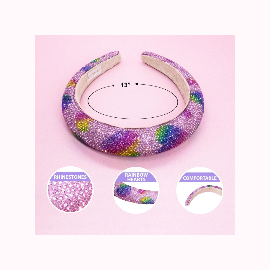 Kids Rhinestone Headband - Padded Heart Hair Band