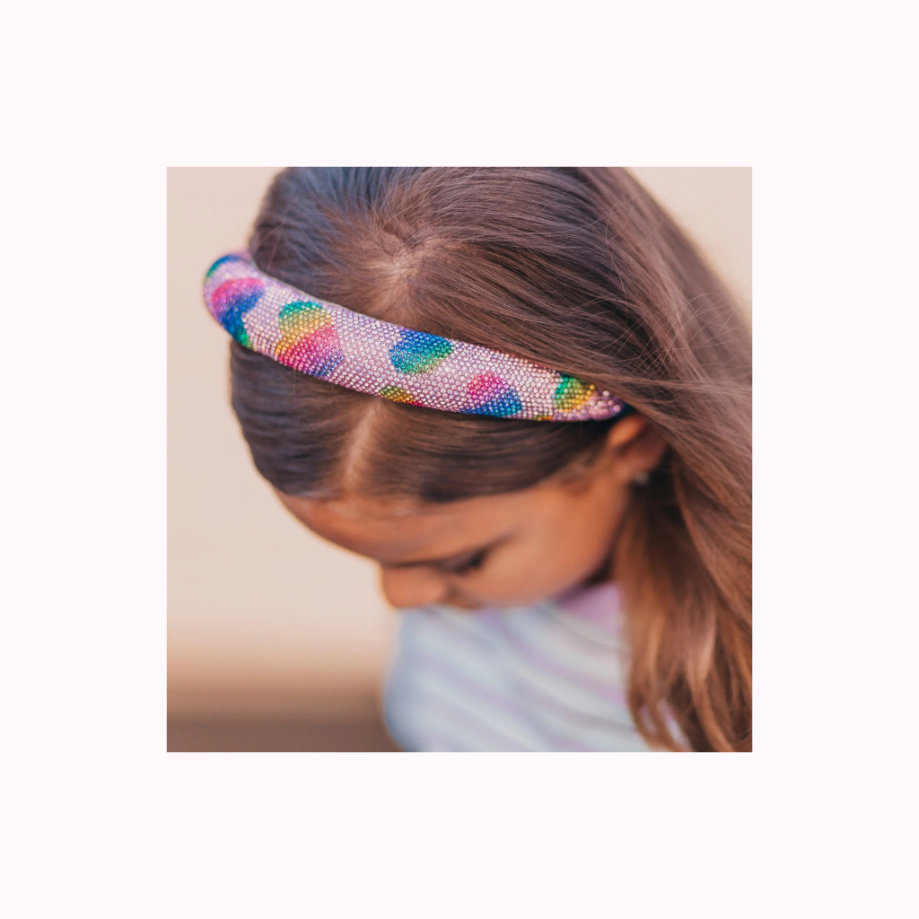 Kids Rhinestone Headband - Padded Heart Hair Band
