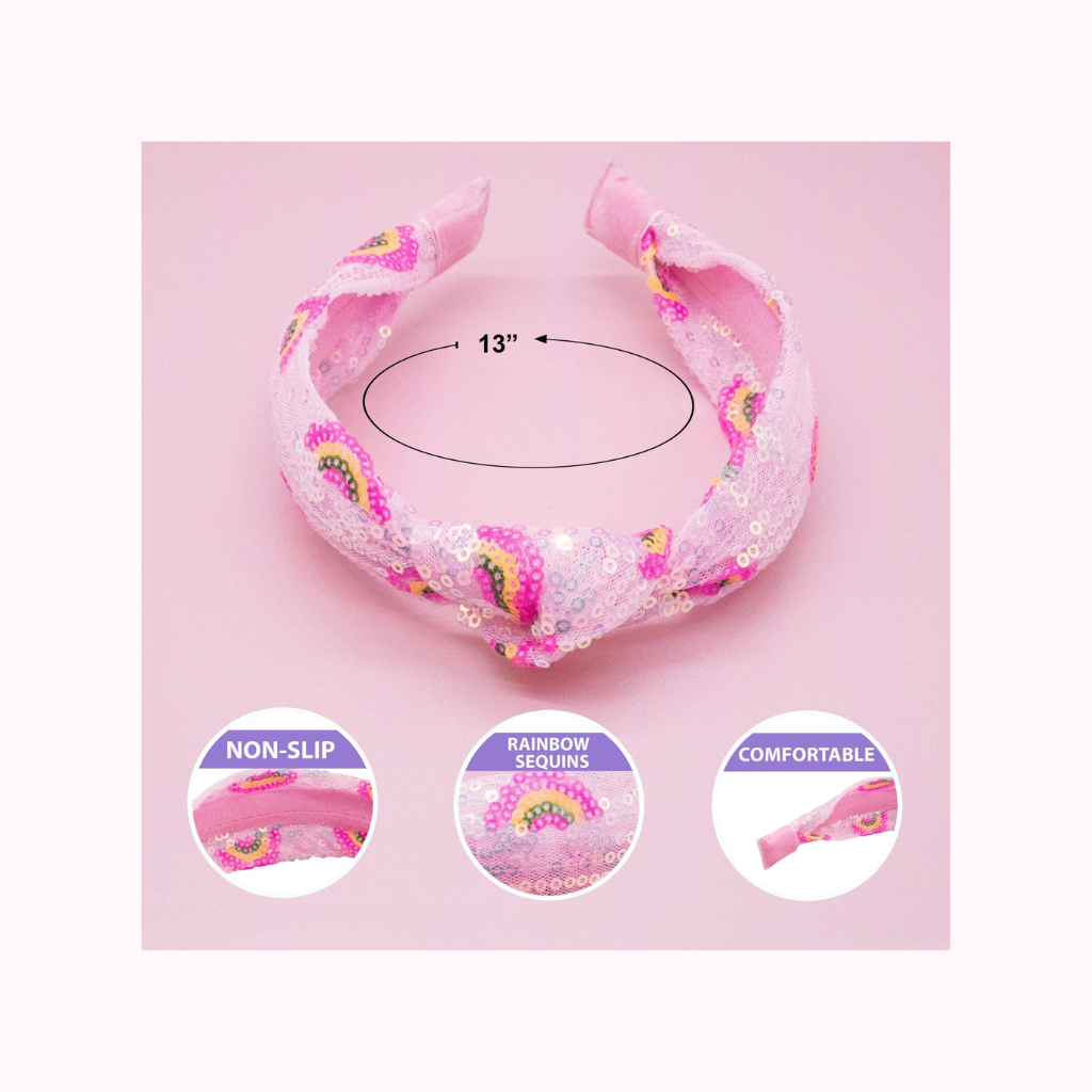 Kids Sequin Knot Headband - Rainbow