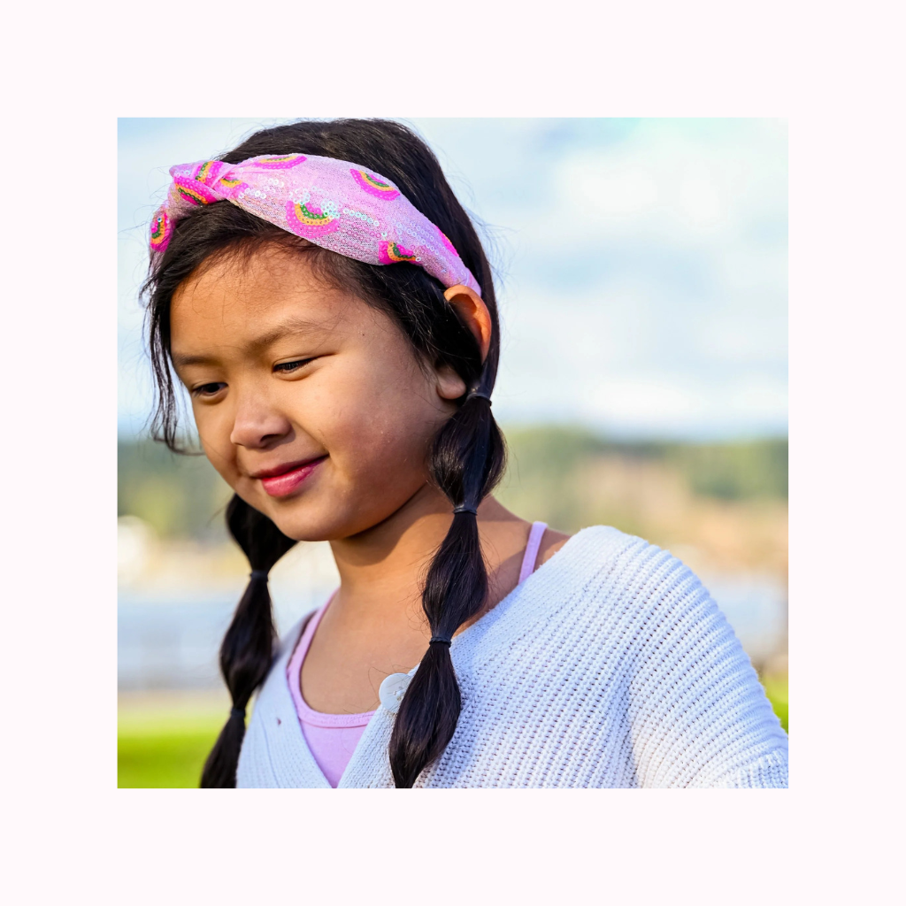 Kids Sequin Knot Headband - Rainbow